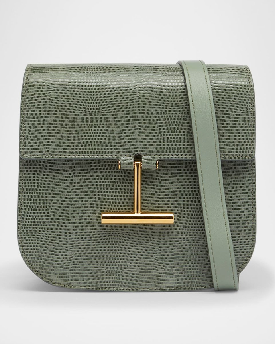 Tara Mini Crossbody Bag in Lizard-Embossed Leather and Suede